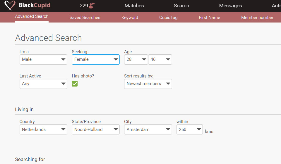 Características del sitio web de citas BlackCupid