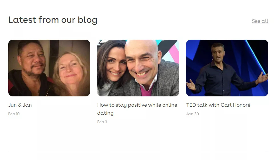 Características del sitio web de citas Lumenapp