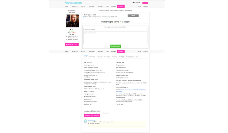 Interface de profil